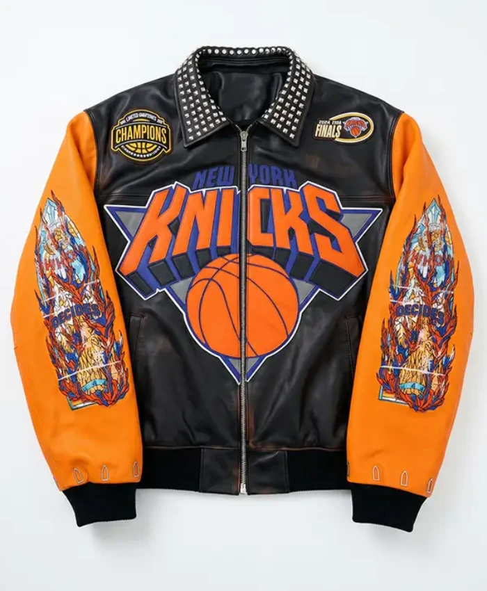 Jordan Clarkson New York Knicks Black and Orange Jacket