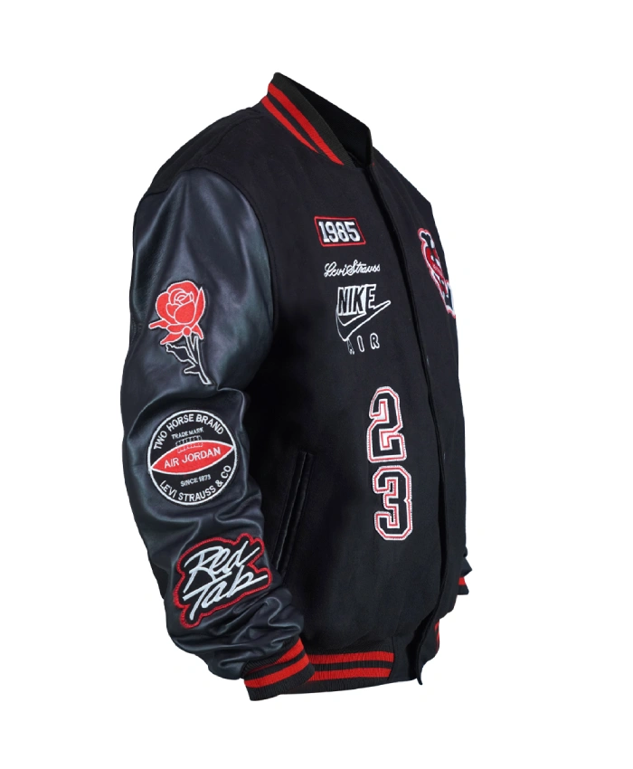 Jordan X Levis 2026 Black Varsity Varsity Letterman Jacket