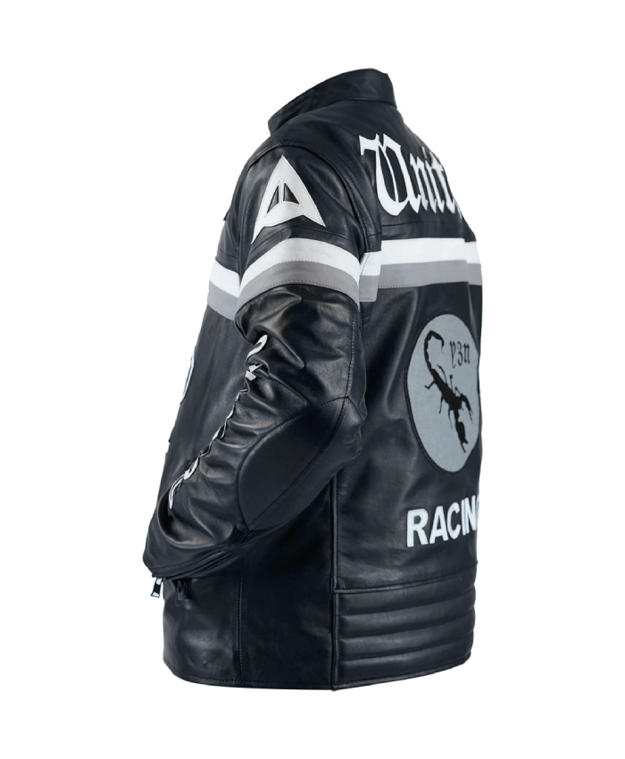 Jude Bellingham Y 3 Neighborhood United Racing Black Motorcycle Leather Jacket