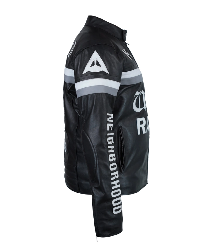 Jude Bellingham Y 3 Neighborhood United Racing Leather Black Motorcycle Jacket