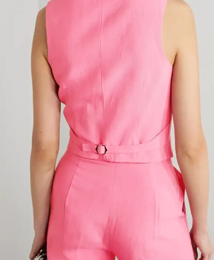 Juno Temple Tv Series Ted Lasso S02 EP 11 Keeley Jones Pink Vest And Trousers Dress Suit Costume