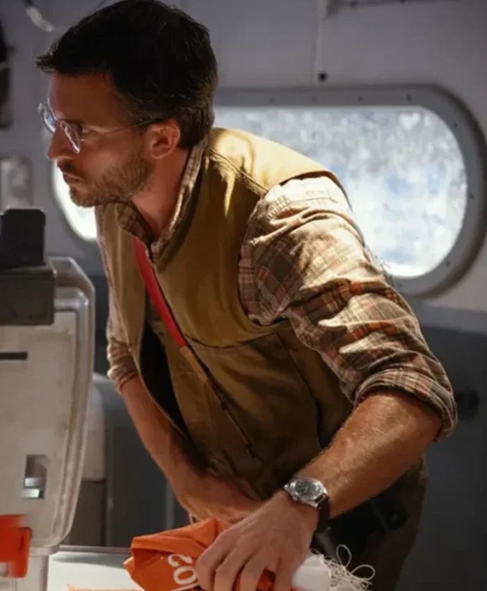 Jurassic World Rebirth 2025 Jonathan Bailey Brown Vest