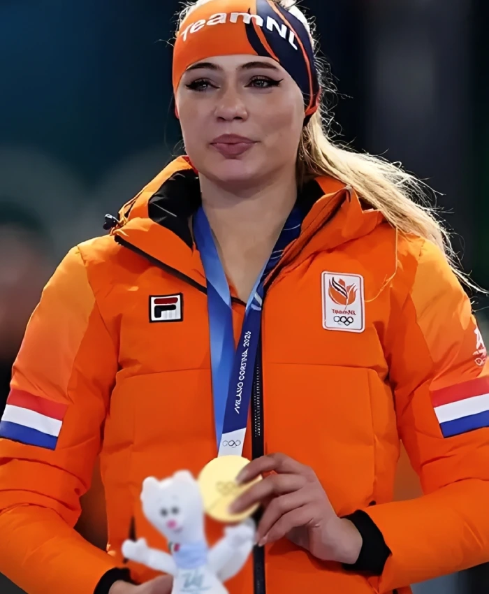 Jutta Leerdam Olympic 2026 Orange Jacket - Image 4