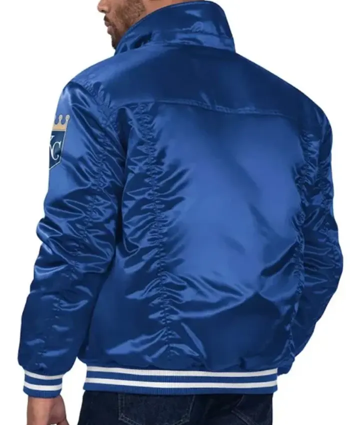 KC Royals Royal Silver Tab Trucker Satin Jacket