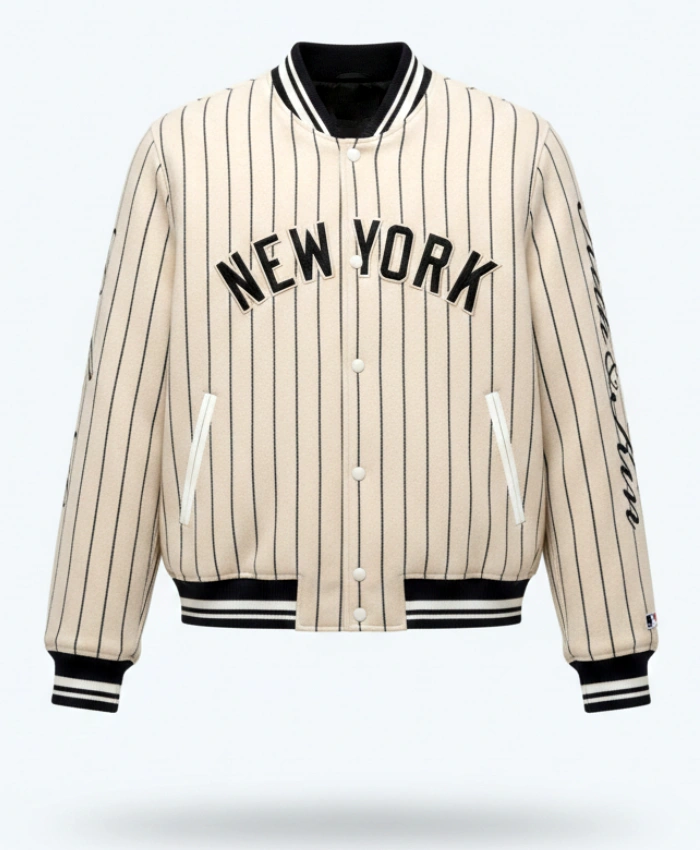 KITH New York Yankees X MLB Pinstripe Wool Varsity Jacket
