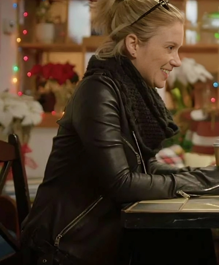 Kabby Borders Christmas In Mistletoe Black Leather Jacket