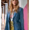 Kaitlin Olson TV Series High Potential 2025 Morgan Gillory Blue Denim Studded Blazer