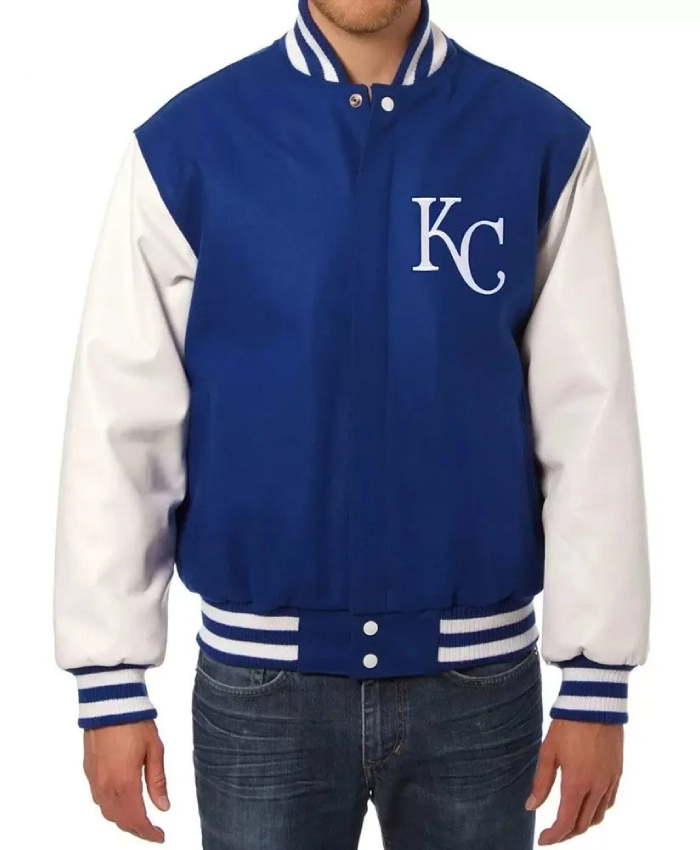 Kansas City Royals Blue And White Letterman Jacket