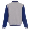 Kansas City Royals Gray And Royal Varsity Full Snap Wool Jacket