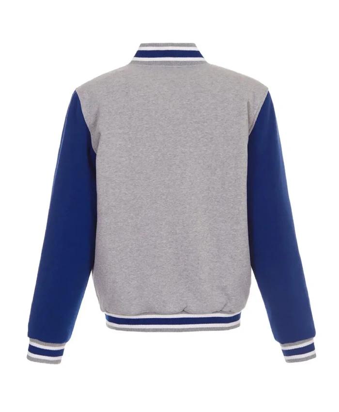 Kansas City Royals Gray And Royal Varsity Full Snap Wool Jacket