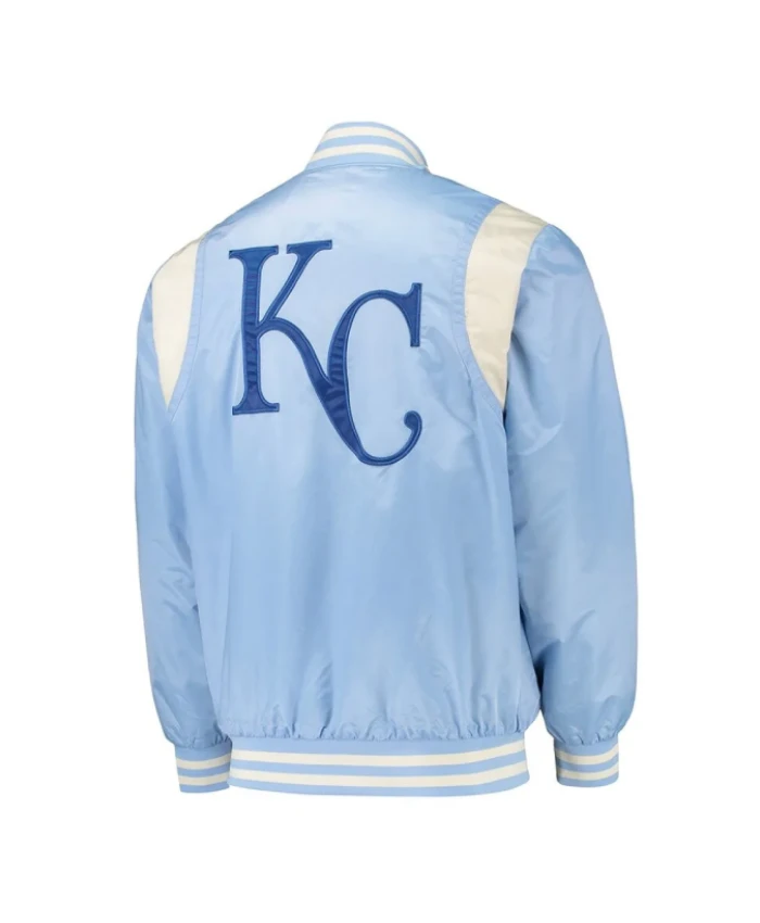 Kansas City Royals Light BlueCream Full Snap Varsity Satin Jacket