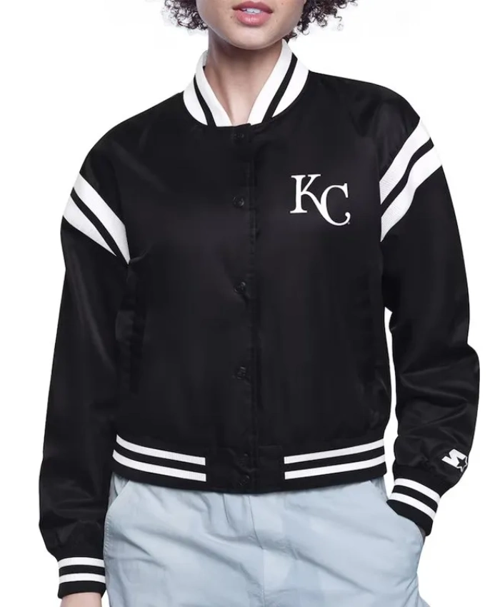 Kansas City Royals Printed Logo Varsity Satin Jacket