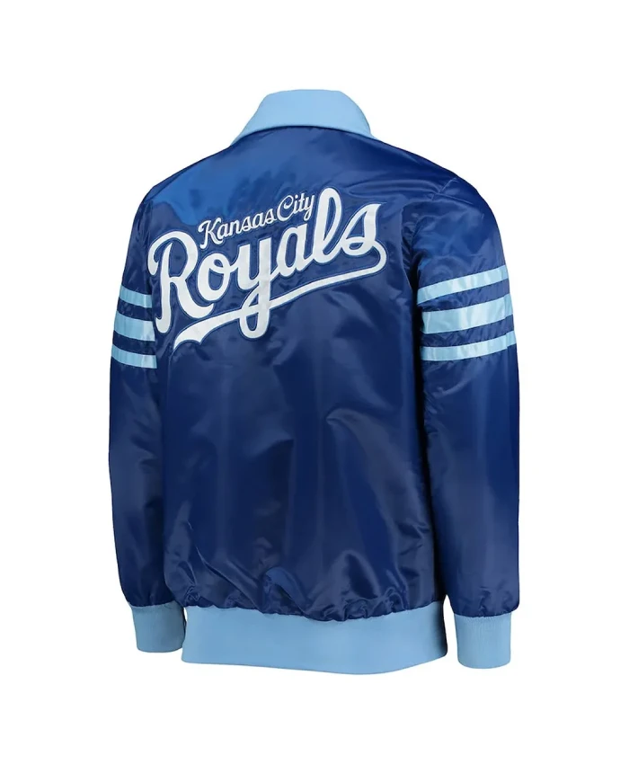 Kansas City Royals The Captain II Varsity Full Zip Satin Blue Jacket