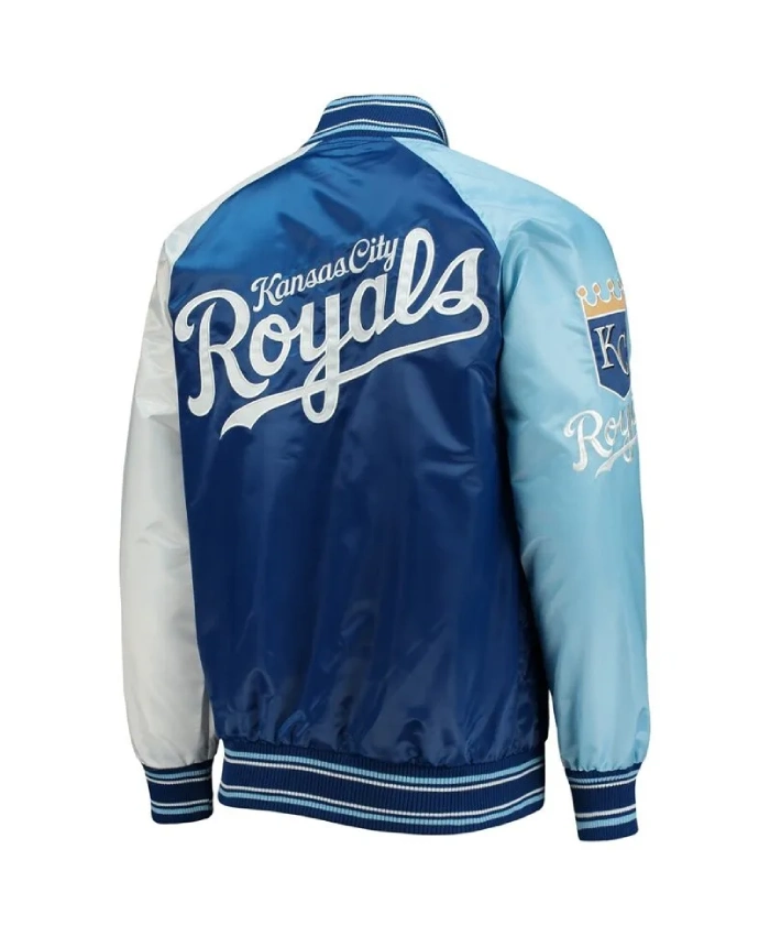 Kansas City Satin Royals Reliever Full Snap Satin RoyalLight Blue Jacket