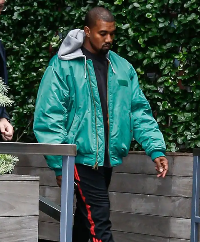 Kanye West Teal Green Hooded Jacket