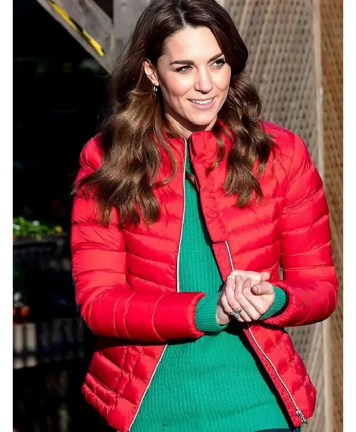 Kate Middleton Red Puffer Jacket For Christmas 1
