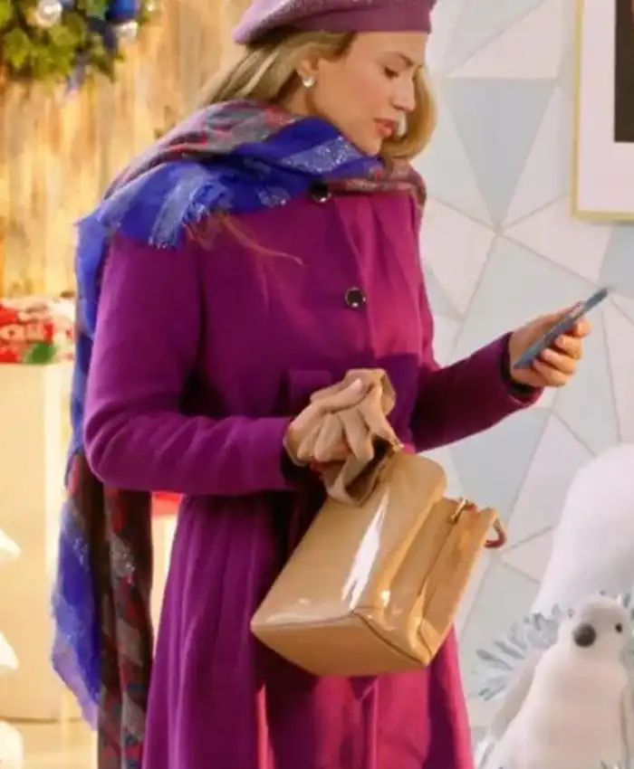 Katerina Maria TV Movie The Heiress Of Christmas 2023 Loryn Purple Coat