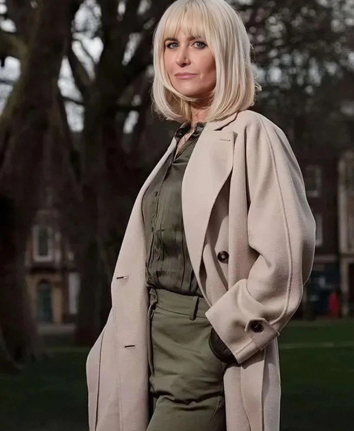 Katherine Kelly TV Series The Crow Girl 2025 Sophia Craven Beige Wool Trench Coat