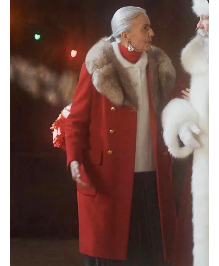 Keeping Up With The Clauses Mrs. Santa Claus Double Breasted Shearling Coat