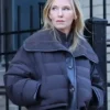 Kelli Giddish Law And Order SVU 2025 Oversized Dark Taupe Cropped Puffer Jacket