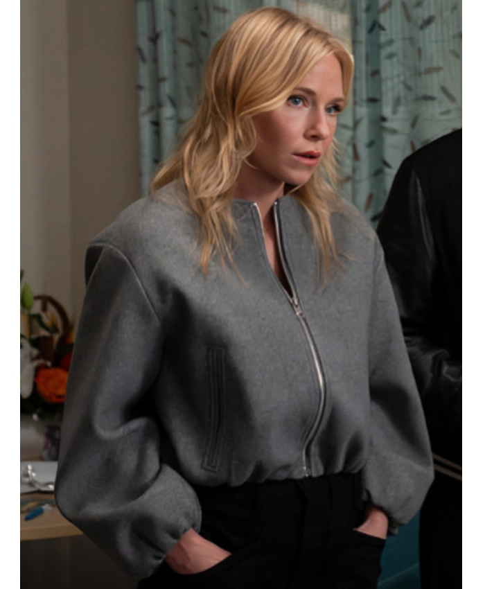 Kelli Giddish TV Series Law And Order SVU S27 Amanda Relaxed Fit Grey Bomber Jacket