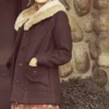 Kelly Reilly Yellowstone Season 02 Beth Dutton Brown Womens Long Fur Collar Coat Jacket