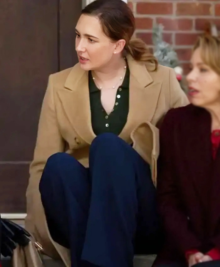 Kelly Townsend The Christmas Baby 2025 Katherine Barrell Brown Wool Coat
