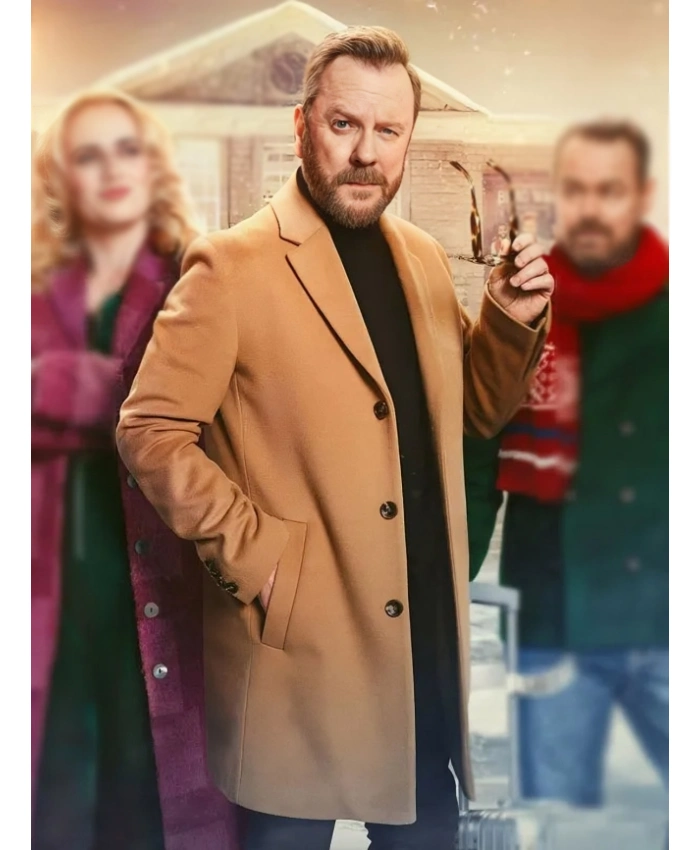 Kiefer Sutherland Film Tinsel Town 2025 Bradley Mack Long Wool Coat