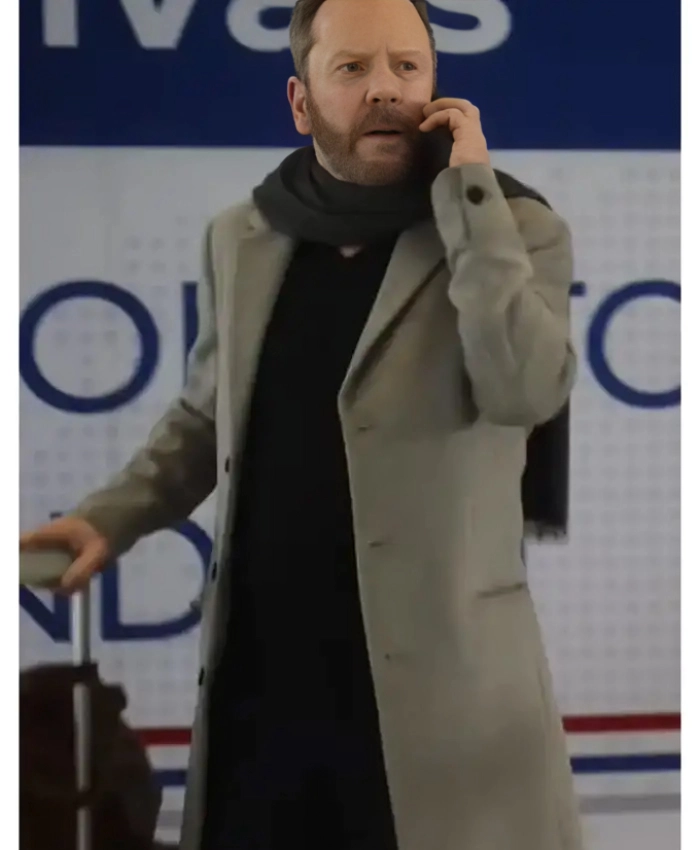 Kiefer Sutherland Tinsel Town Movie 2025 Bradley Mack Grey Wool Coat
