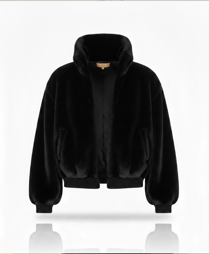 Kim Kardashian Fur Black Jacket