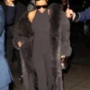Kim Kardashian PFW Black Fur Coat