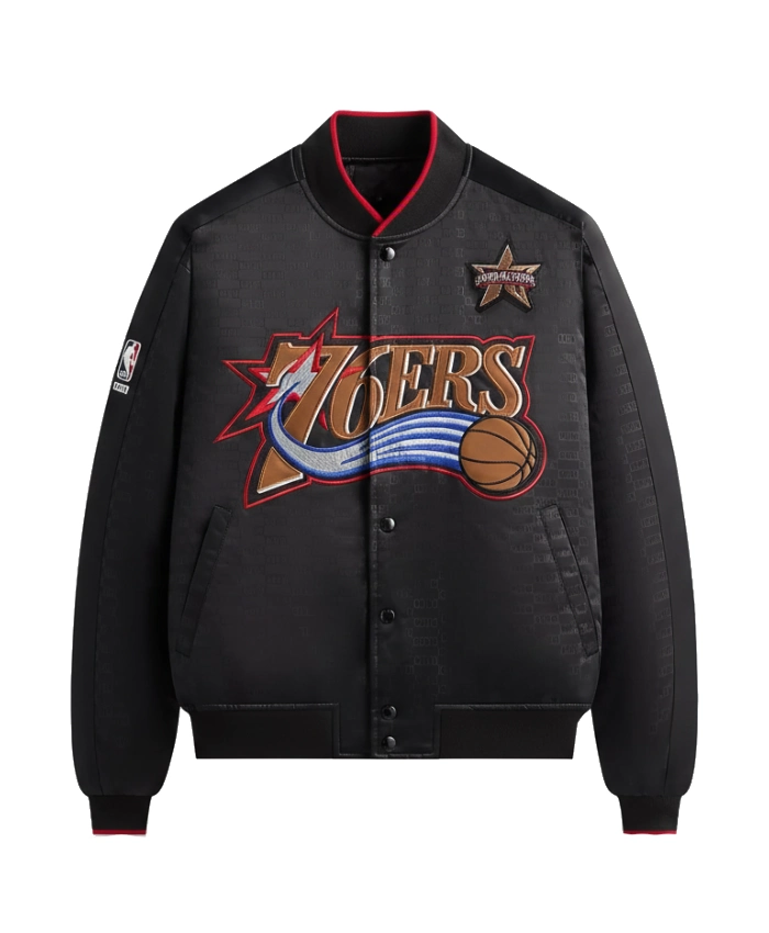 Kith For NBA All Star Philadelphia 76ers Black Snap Tab Bomber Jacket