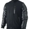 Kobe Bryant Black Leather Sleeves XXIV Jacket For Men And Women