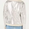 Kourtney High School The Musical The Series Musical Dara Renee Silver Fur Trim Shearling Moto Satin Jacket