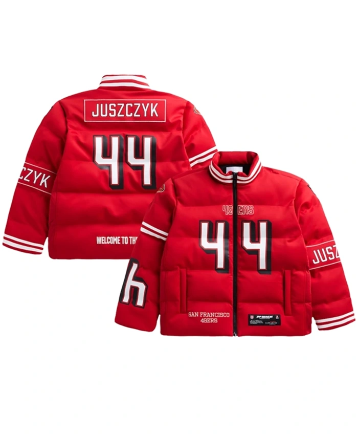Kyle Juszczyk San Francisco 49ers Off Season Player Red Puffer Jacket
