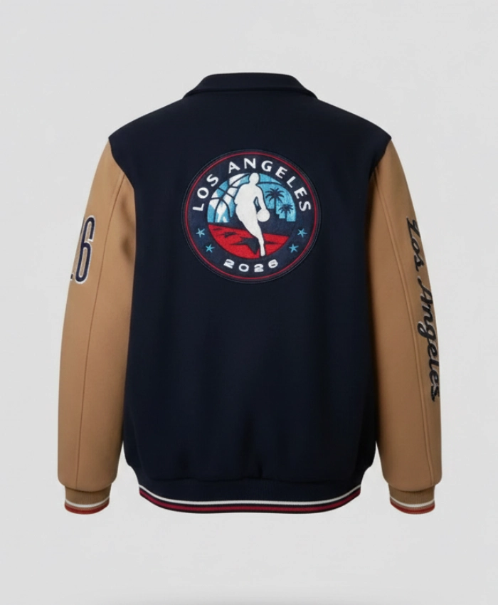 LA All Star Game Blue And Tan Varsity Jacket