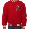 LA Angels Red Letterman Wool Jacket