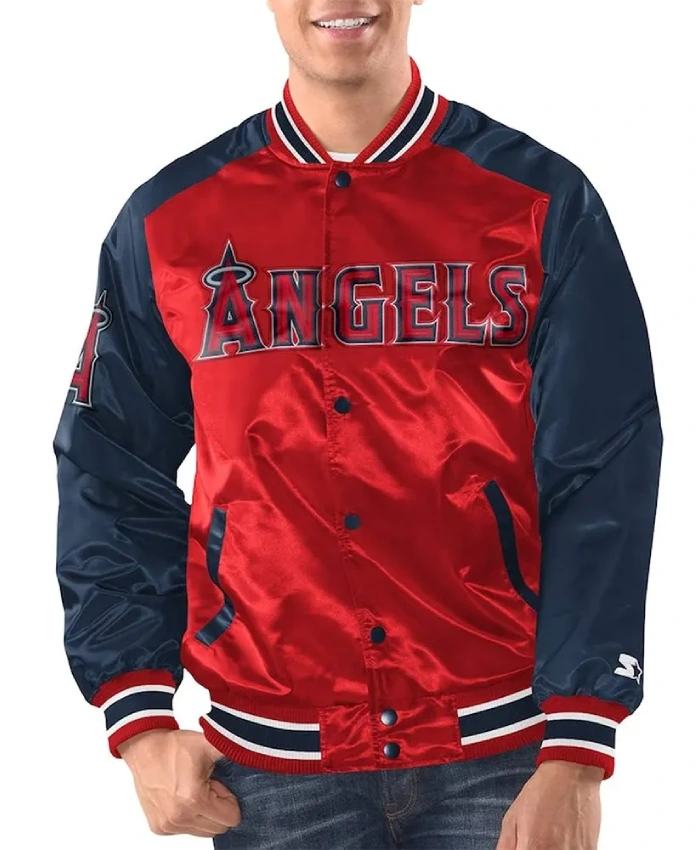LA Angels Renegade RedNavy Varsity Satin Jacket