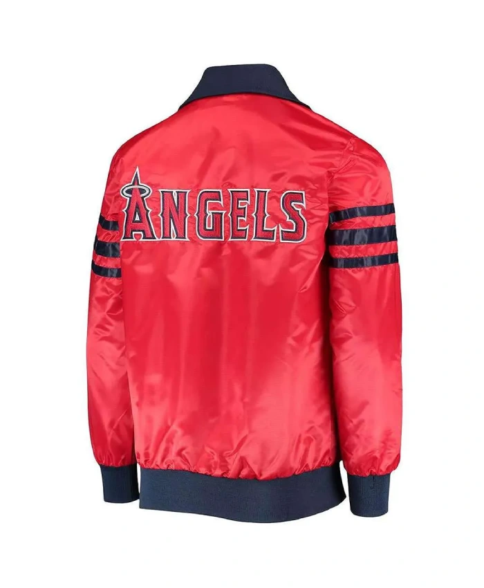 LA Angels The Captain II Full Zip Varsity Satin Red Jacket