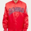 LA Angels Wordmark Red Satin Jacket