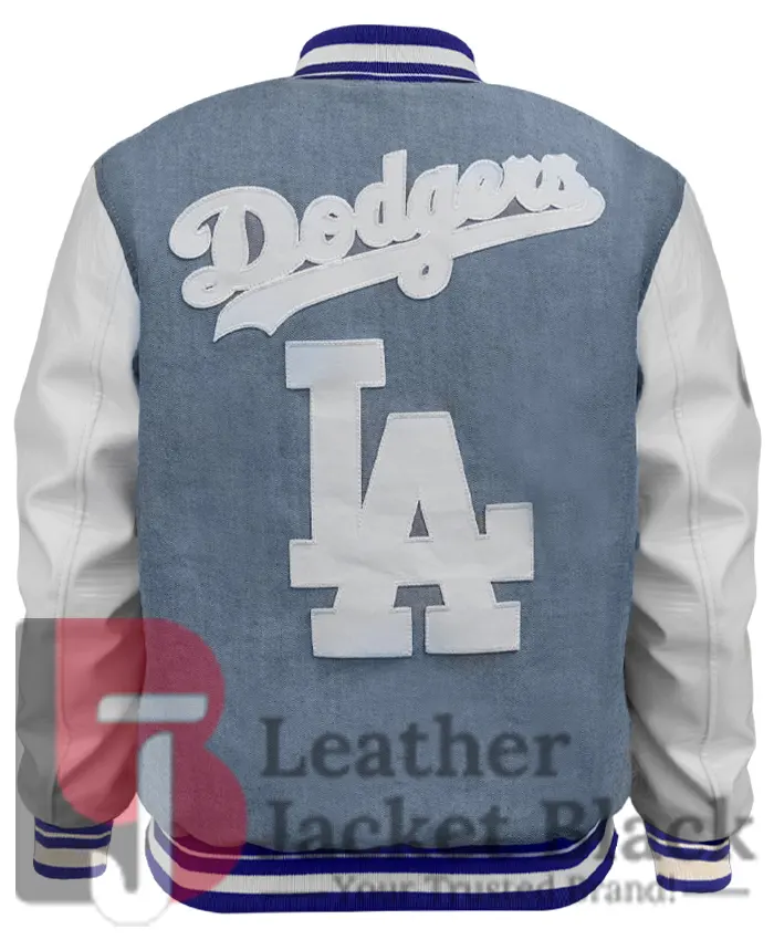LA Dodgers Blue And White Varsity Denim Jacket