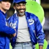 LA Dodgers Donald Glover Blue Satin Jacket