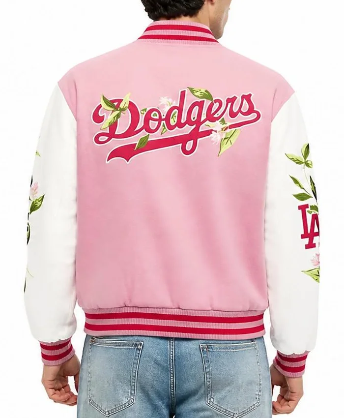 LA Dodgers Floral Pink Varsity Jacket Men
