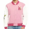 LA Dodgers Floral Pink Varsity Jacket Mens
