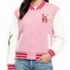 LA Dodgers Floral Pink Varsity Jacket Womens