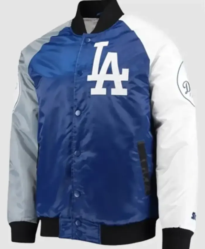 LA Dodgers Tri Color Satin Varsity Jacket