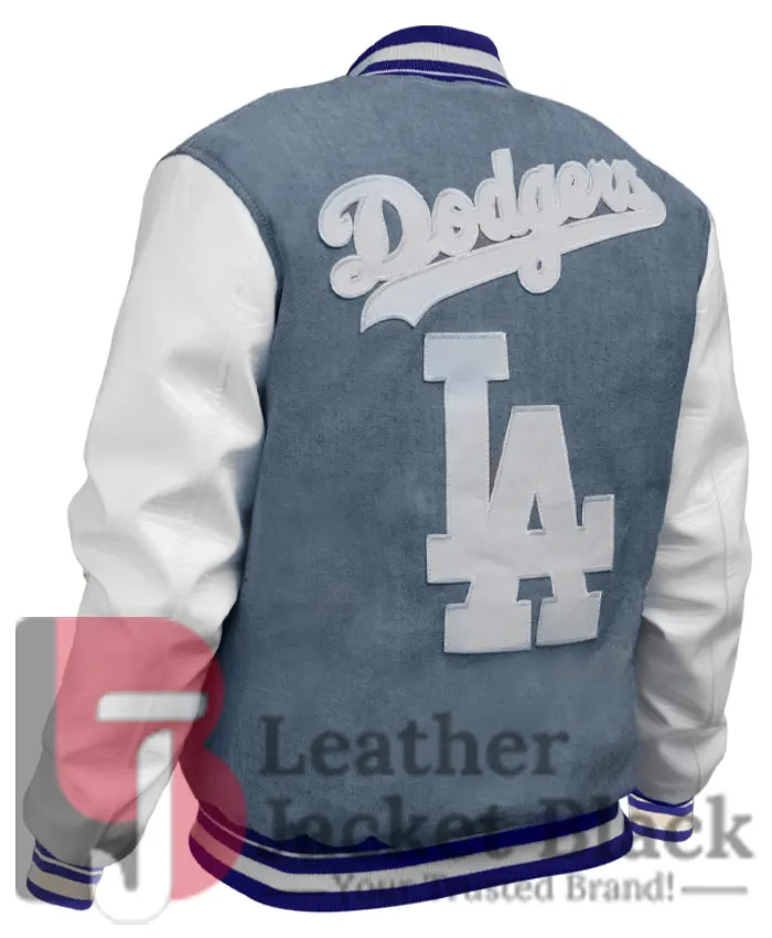 LA Dodgers Varsity Blue And White Denim Jacket