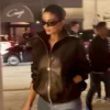 LA Event 2026 Kylie Jenner Black Leather Jacket For Women