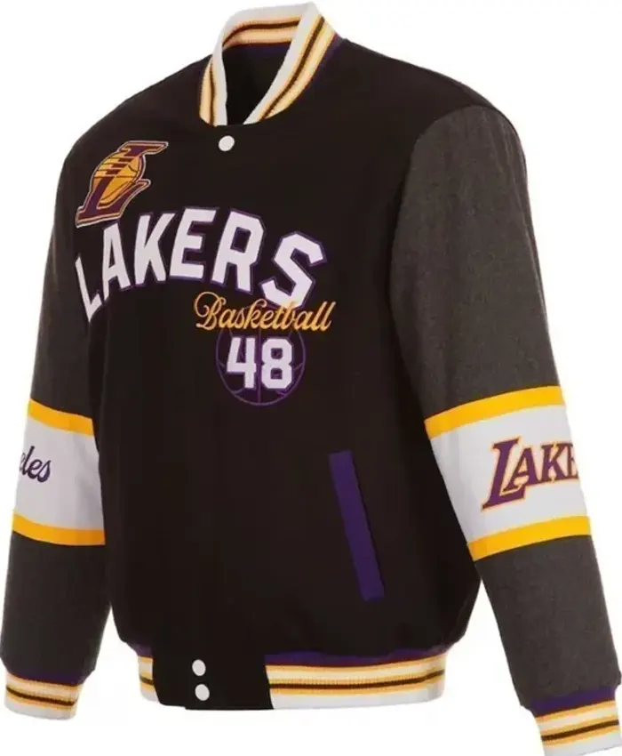LA Lakers Black and Charcoal Varsity Jacket