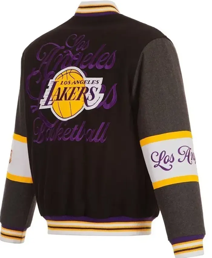 Alternative view of LA Lakers Black and Charcoal Varsity Jacket